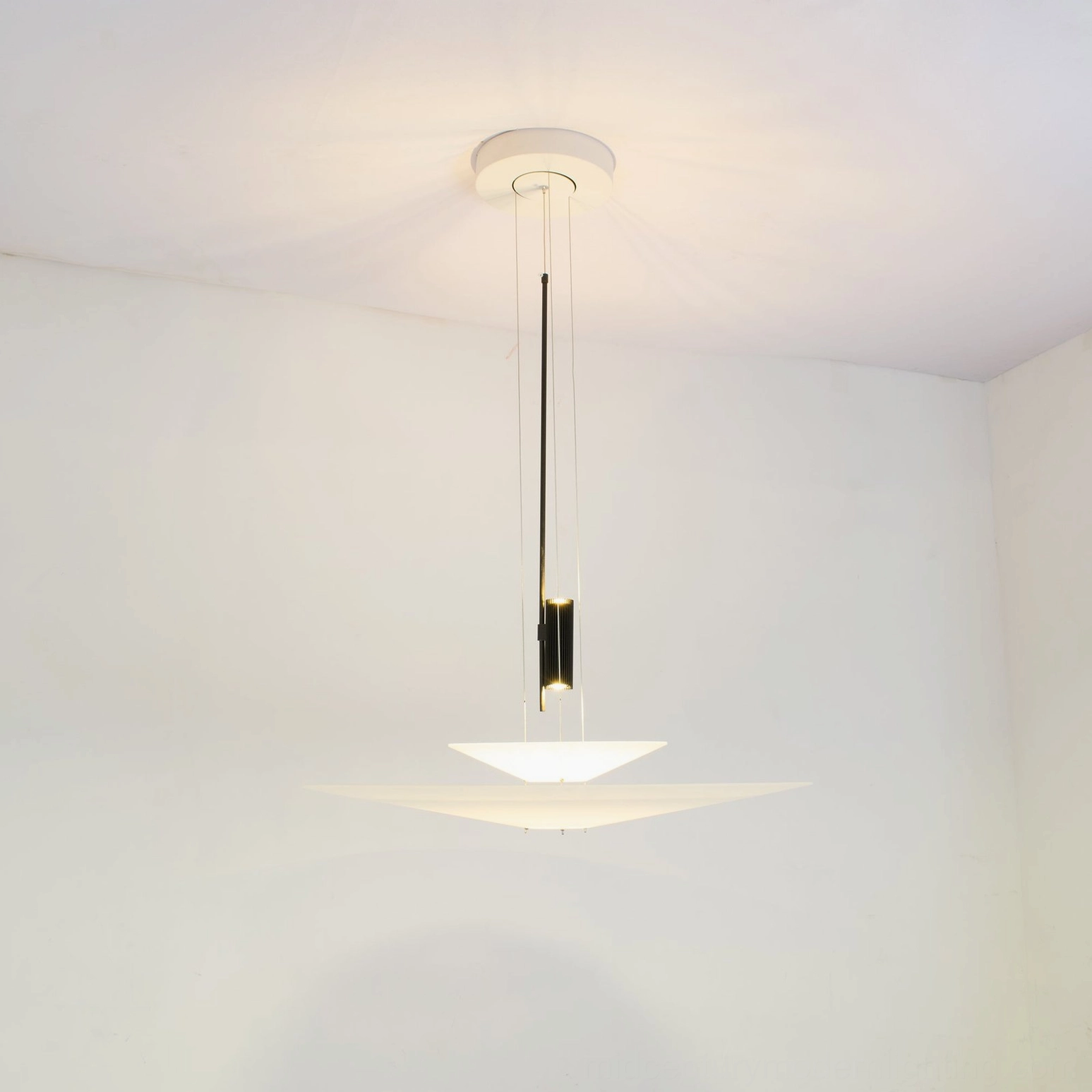 Hover Disc pendant view from above showing geometric disc arrangement and suspension mechanism