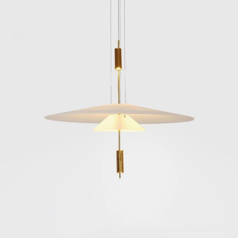 Hover Disc pendant Style B compact with gold metal hardware and 55cm diameter acrylic