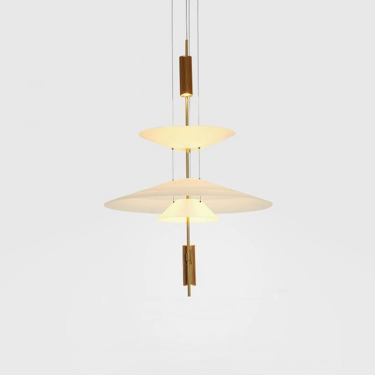 Hover Disc pendant Style D smallest with gold metal hardware and 50cm diameter acrylic