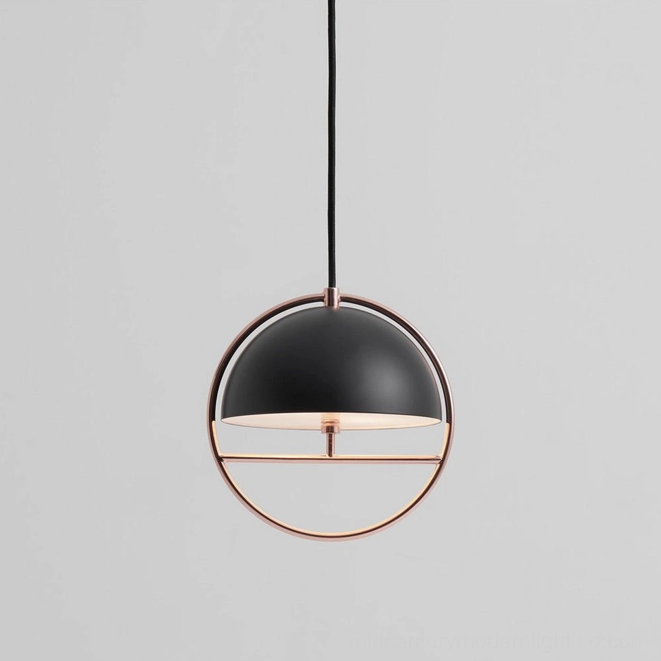Black and rose gold pendant lamp variant in studio product photography showing all details