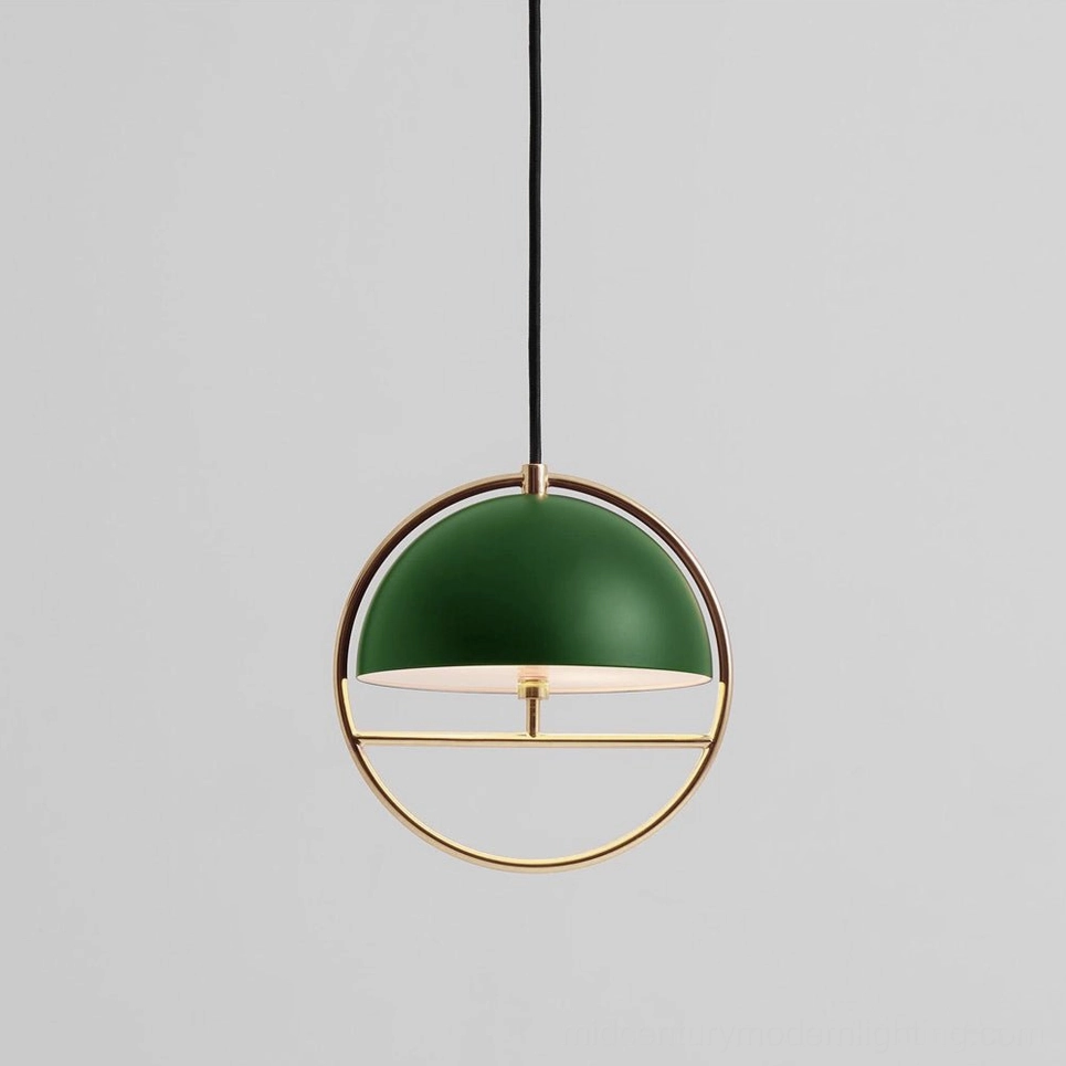 Forest green and gold pendant lamp variant botanical color option with brass metal accents