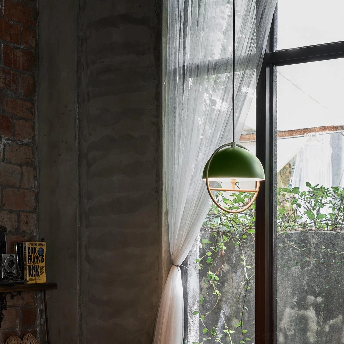 Huan pendant light installed in Nordic minimalist style home interior with monochromatic palette