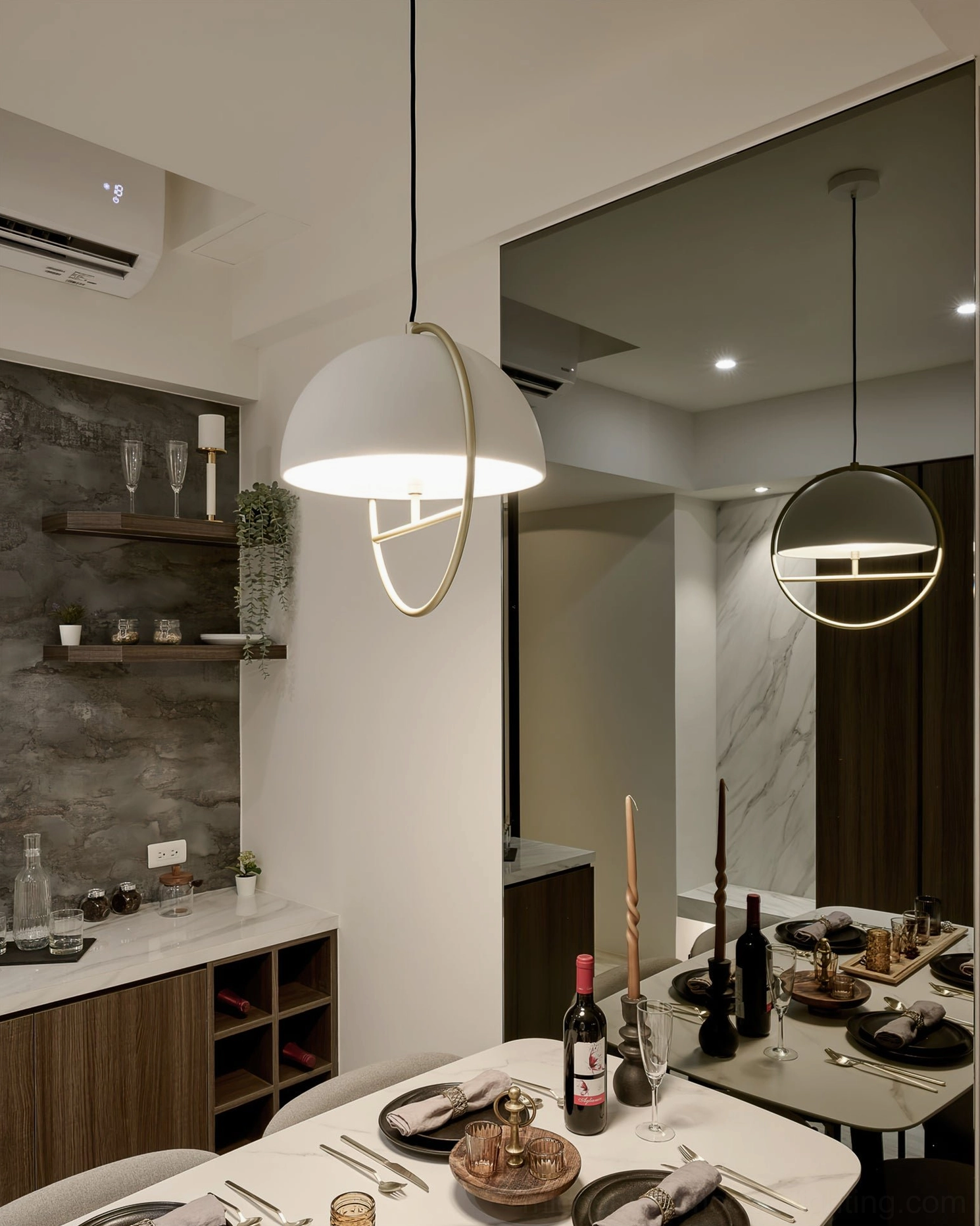 Modern Huan sphere pendant light showcasing clean geometric proportions and refined materials