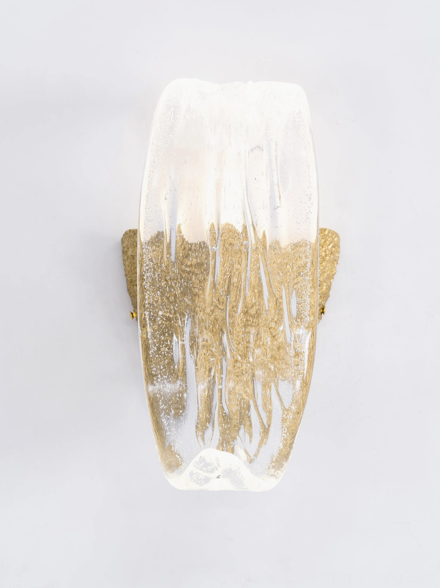 Icarus wall lamp detailed view of rippled crystal glass texture and light transmission