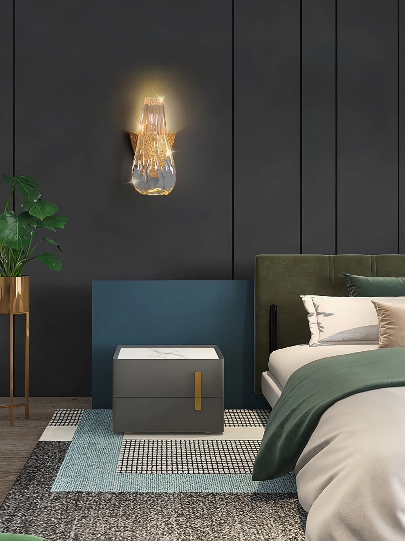 Icarus wall sconce design detail emphasizing sculptural water fountain-inspired aesthetic