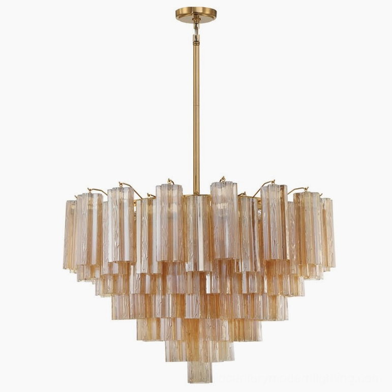 Hand-blown Murano glass tubular chandelier installation guide and specifications reference