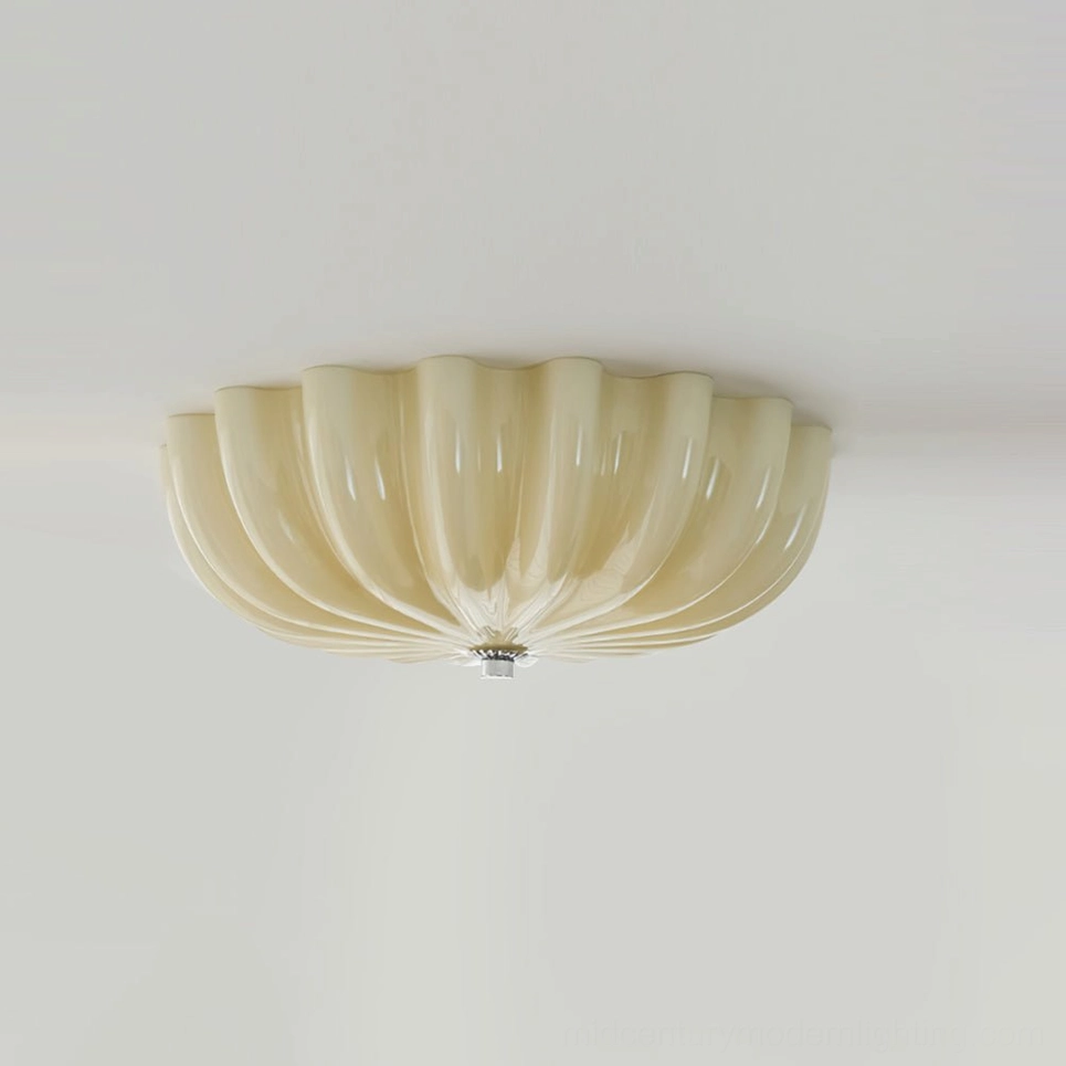 Jelly 40cm compact ceiling lamp, front view, smaller diameter sculptural petal shape