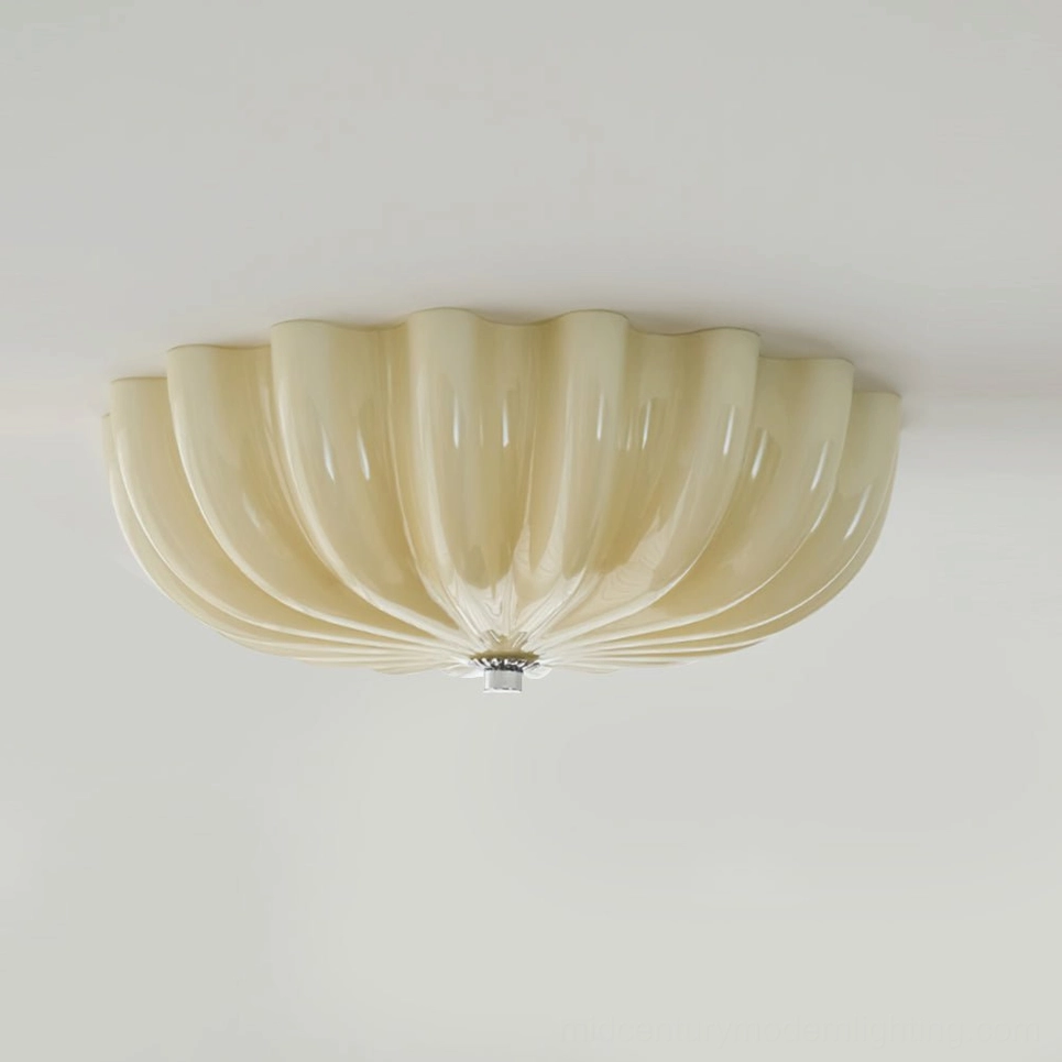 Jelly 45cm full-room flush mount ceiling lamp, front flat view, symmetrical ribbed scalloped design