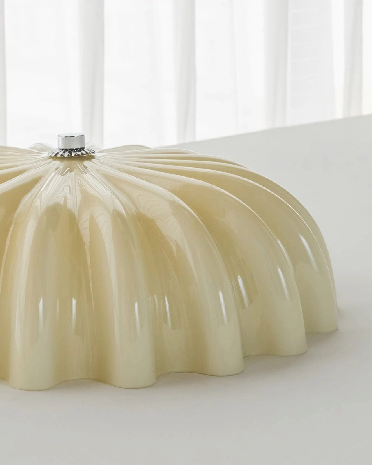 Jelly flush mount ceiling light side profile, showing slim 10cm height and metal finial