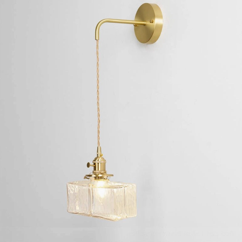 Jewel glass brass wall lamp large Model B wire stem medium size variant