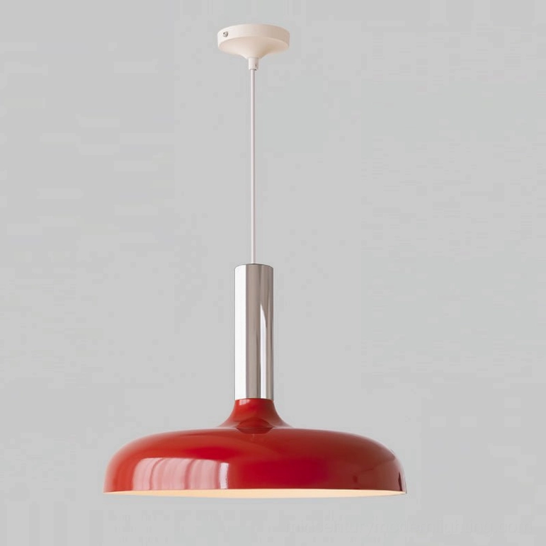 Julia dark burgundy red pendant lamp with chrome stem, elegant contemporary dining lighting