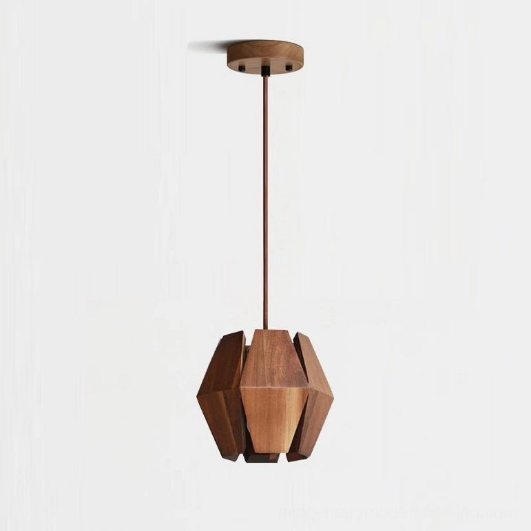 Kaden Model A small wood pendant light walnut finish isolated product view