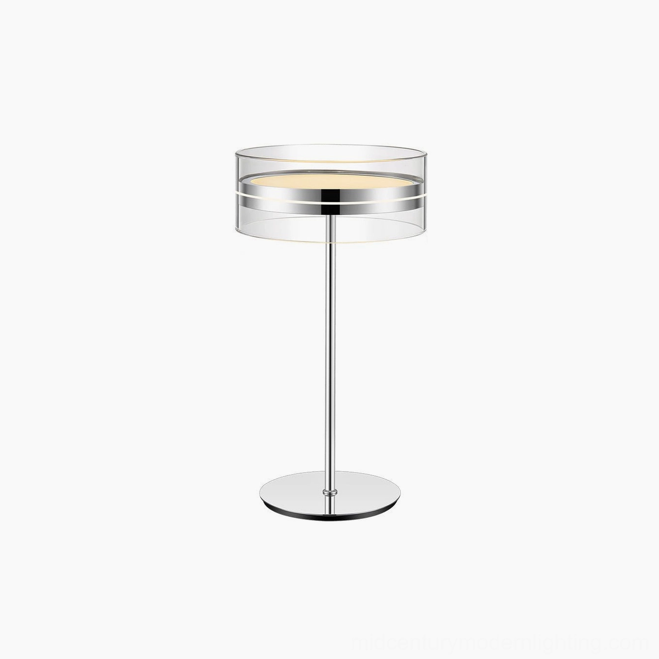 Mid-century modern Kaede table lamp, chrome and acrylic construction, stylish home lighting