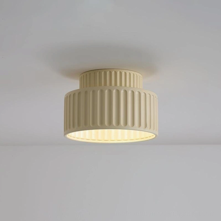 Kami beige ceiling lamp soft warm light in comfortable residential living space with layered textures