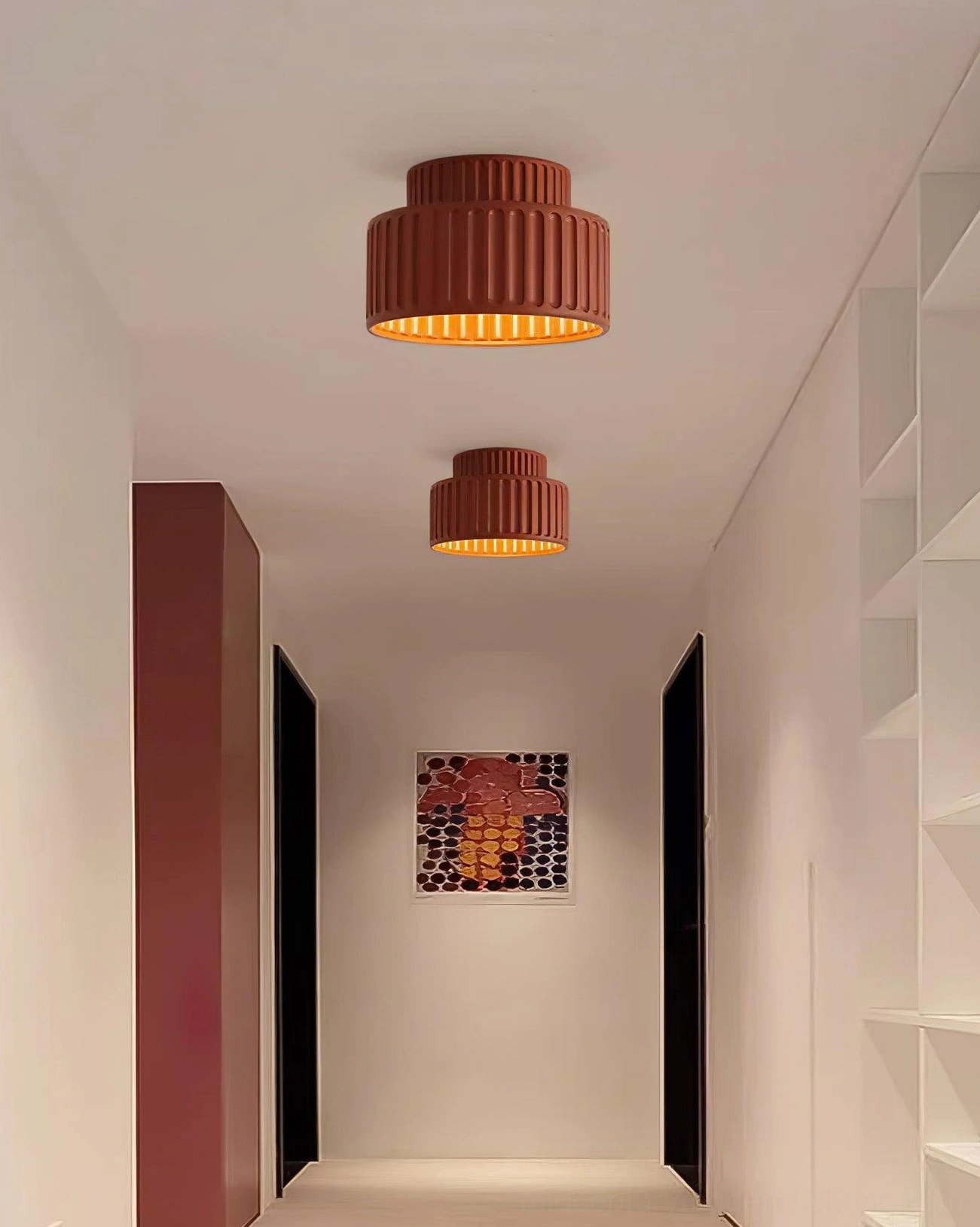 Kami flush mount ceiling light in Japanese-inspired minimalist interior with tatami and zen aesthetic