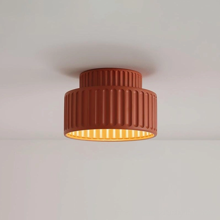 Kami ceiling lamp red finish flush mount fixture in contemporary interior design space