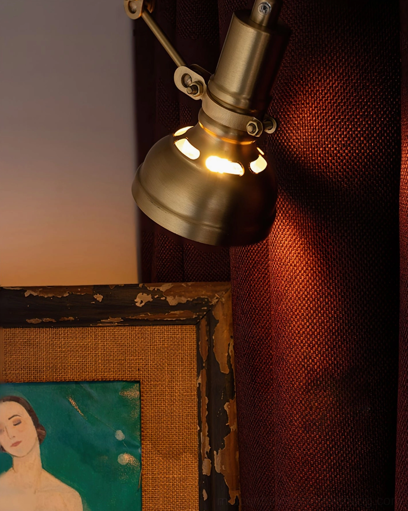 Kane Swing Arm Wall Lamp folded flat against wall, compact storage position