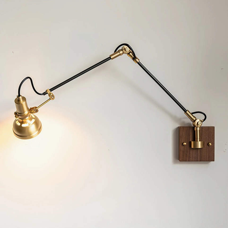 Kane Swing Arm Wall Lamp Model A, clean backplate design without toggle switch