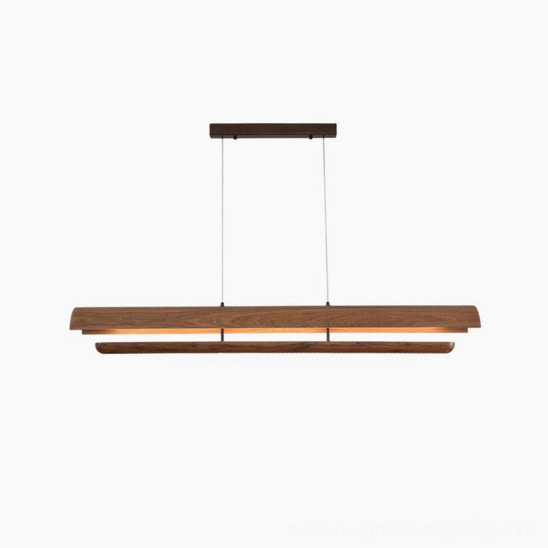 Kanoe linear pendant chandelier 47.2 inch compact size walnut finish with integrated LED