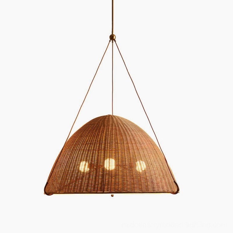 Kash natural rattan dome pendant light 50cm diameter mid-century modern design statement piece