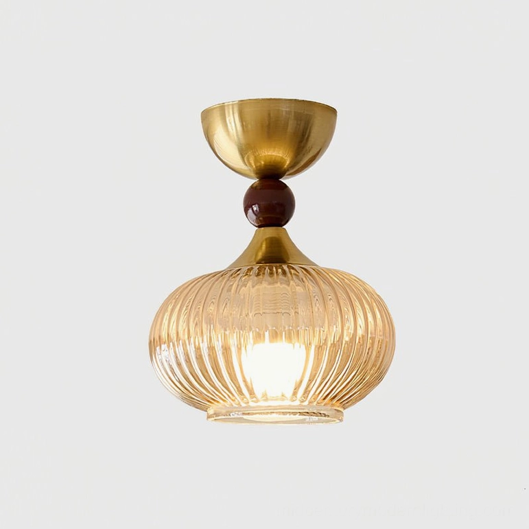 Kaydan amber and gold ribbed ceiling lamp product shot vintage mid-century design fixture