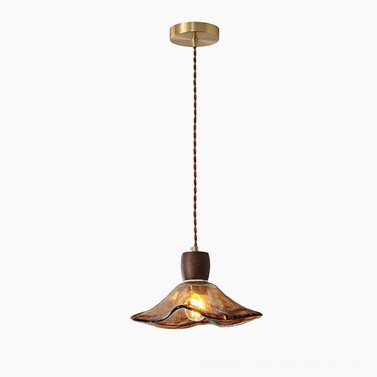 Keju Model C amber glass pendant light 5.5 inches diameter, ideal for dining islands and kitchen counters