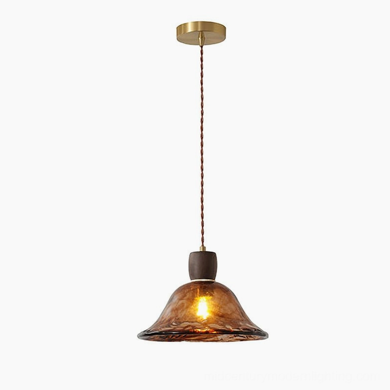 Keju Model D amber glass pendant 6.7 inches diameter, statement lighting for larger spaces and clustered installations