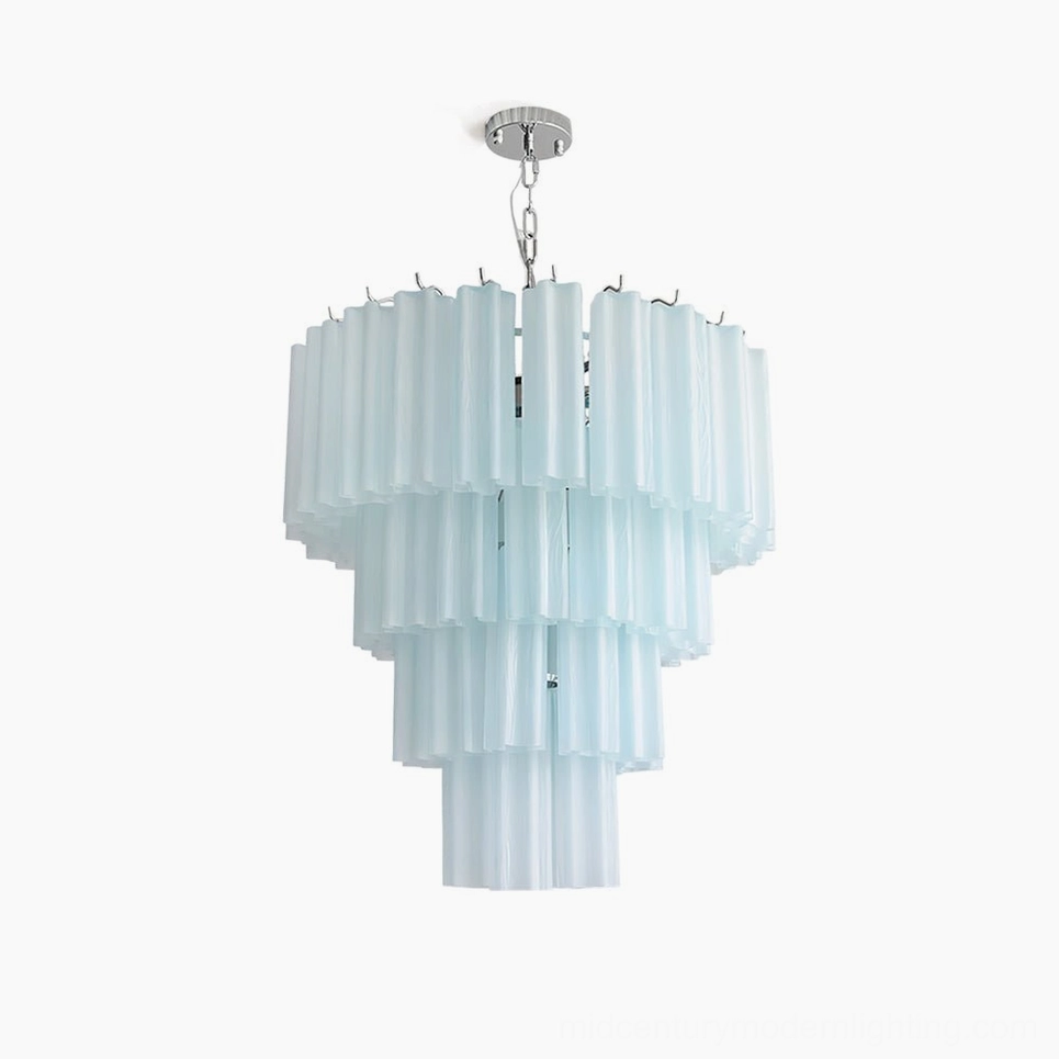 Kieran tiered glass tube chandelier frosted white four-layer design studio lighting showcase