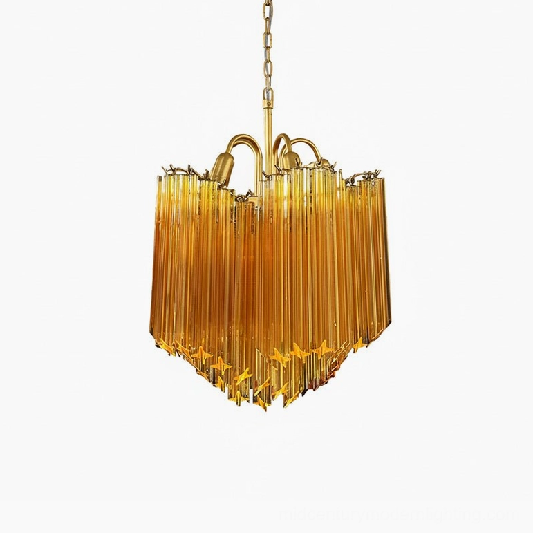 Kite amber and gold glass chandelier variant with adjustable chain suspension