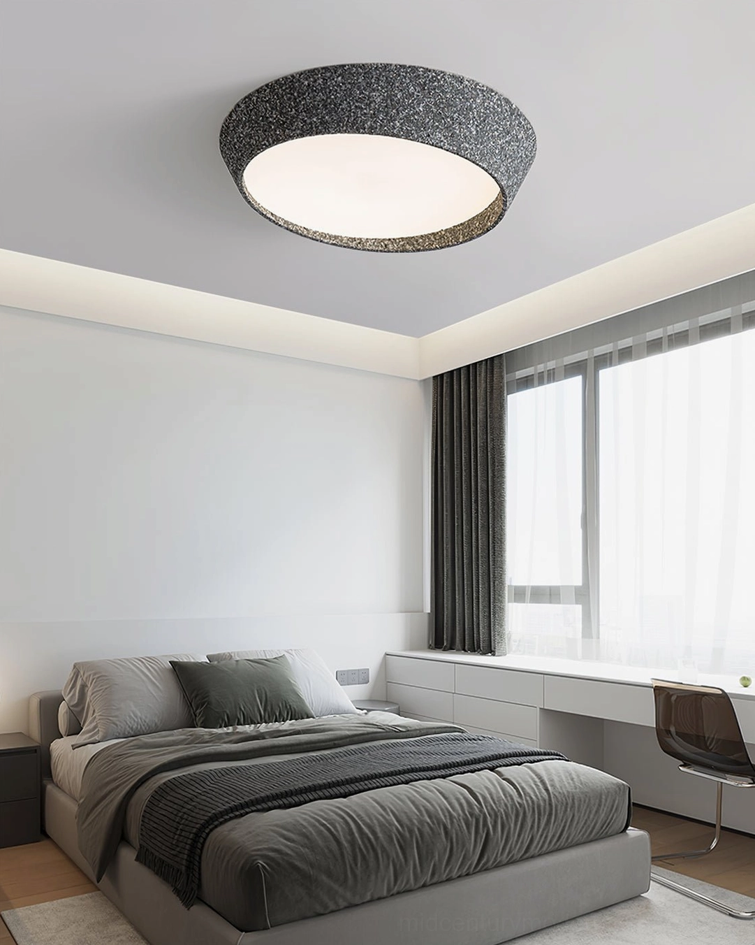 Kuzco dark gray textured ceiling lamp architectural design element