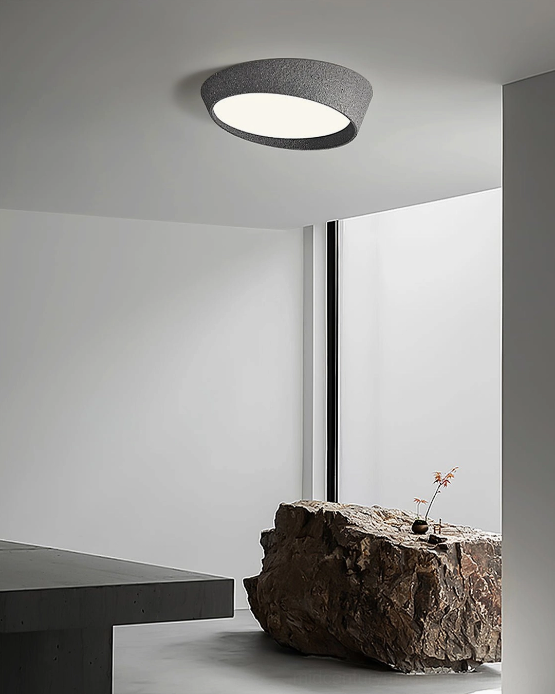 Kuzco textured disc ceiling lamp minimalist design contemporary space