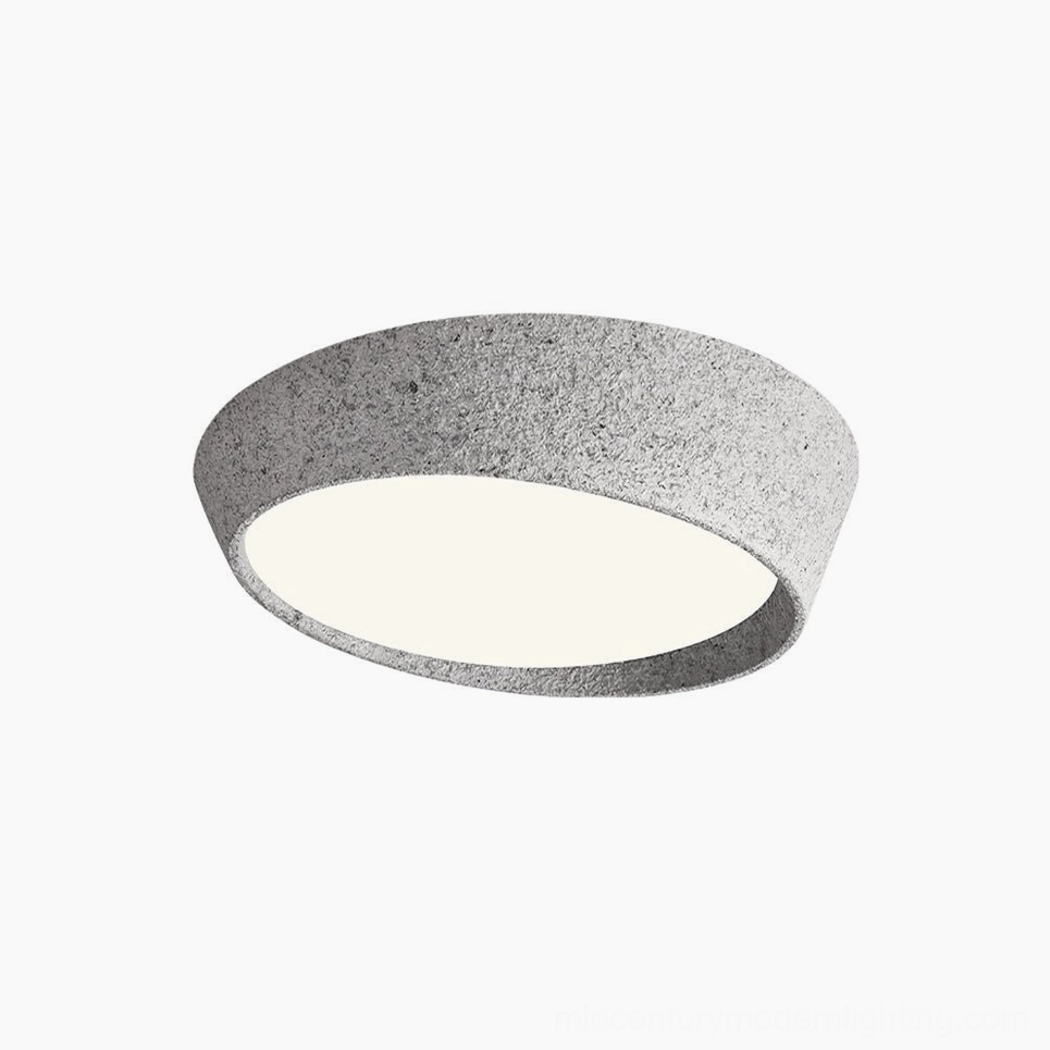 Light gray Kuzco textured ceiling lamp studio product photography