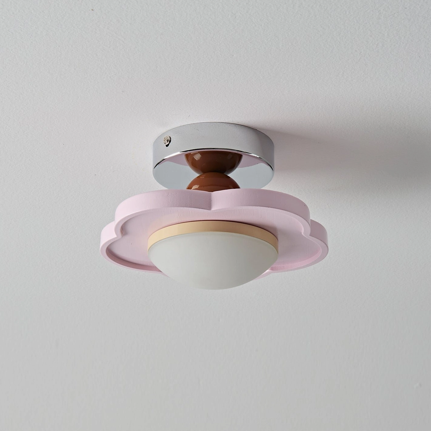Laguna flush mount ceiling fixture, complete 360 degree product view, mid-century aesthetic
