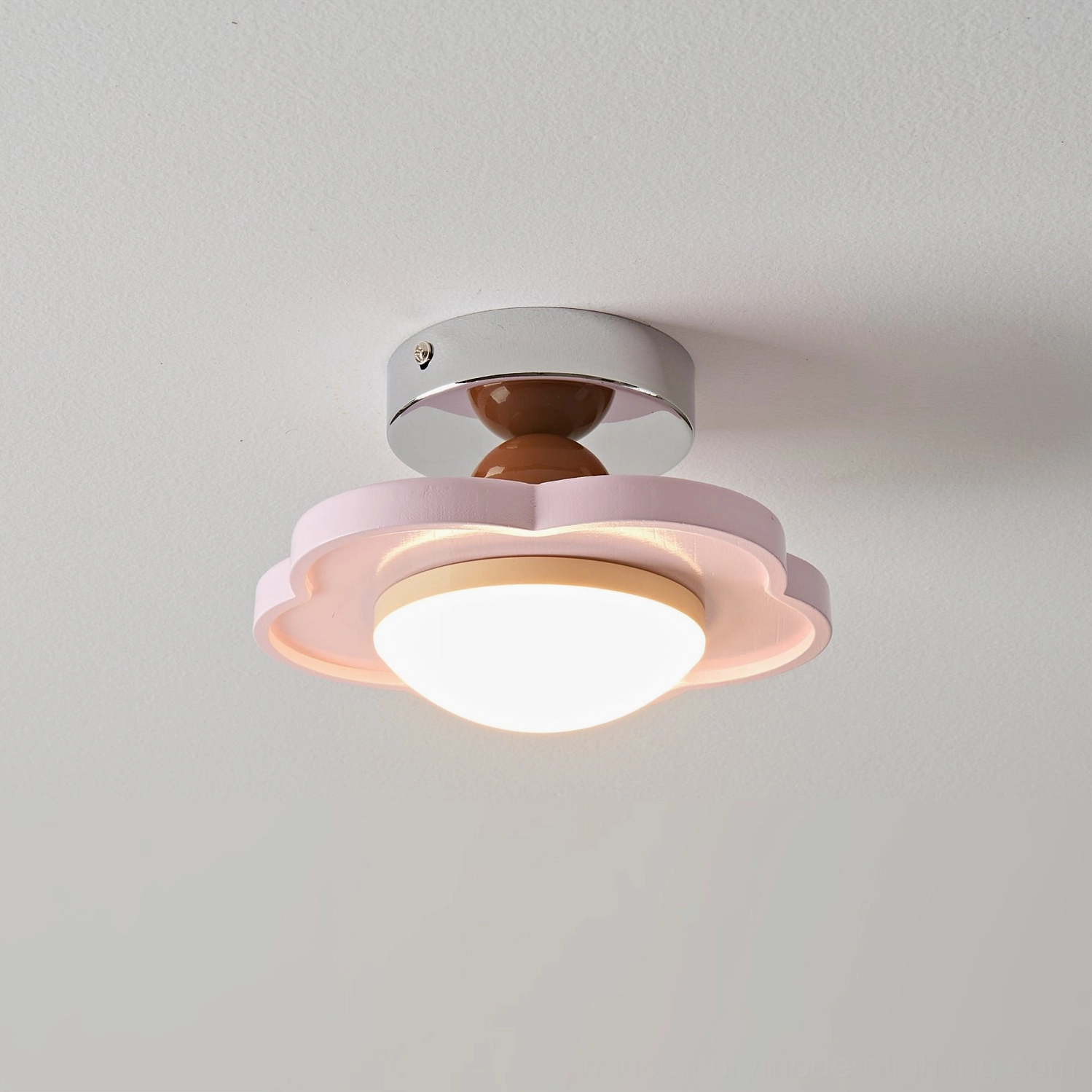 Laguna mid-century modern ceiling lamp final product shot, cream and pink finish options comparison