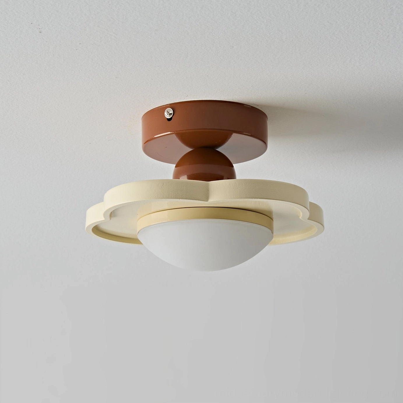 Laguna unlit ceiling lamp showing layered brown metal base structure and architectural design details