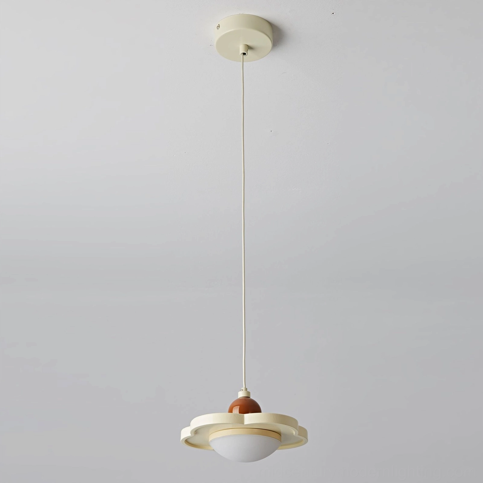 Laguna mid-century modern pendant light, architectural detail and materials showcase