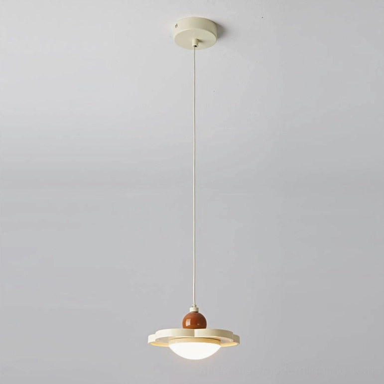 Laguna LED ceiling pendant light on, warm minimalist aesthetic, front view