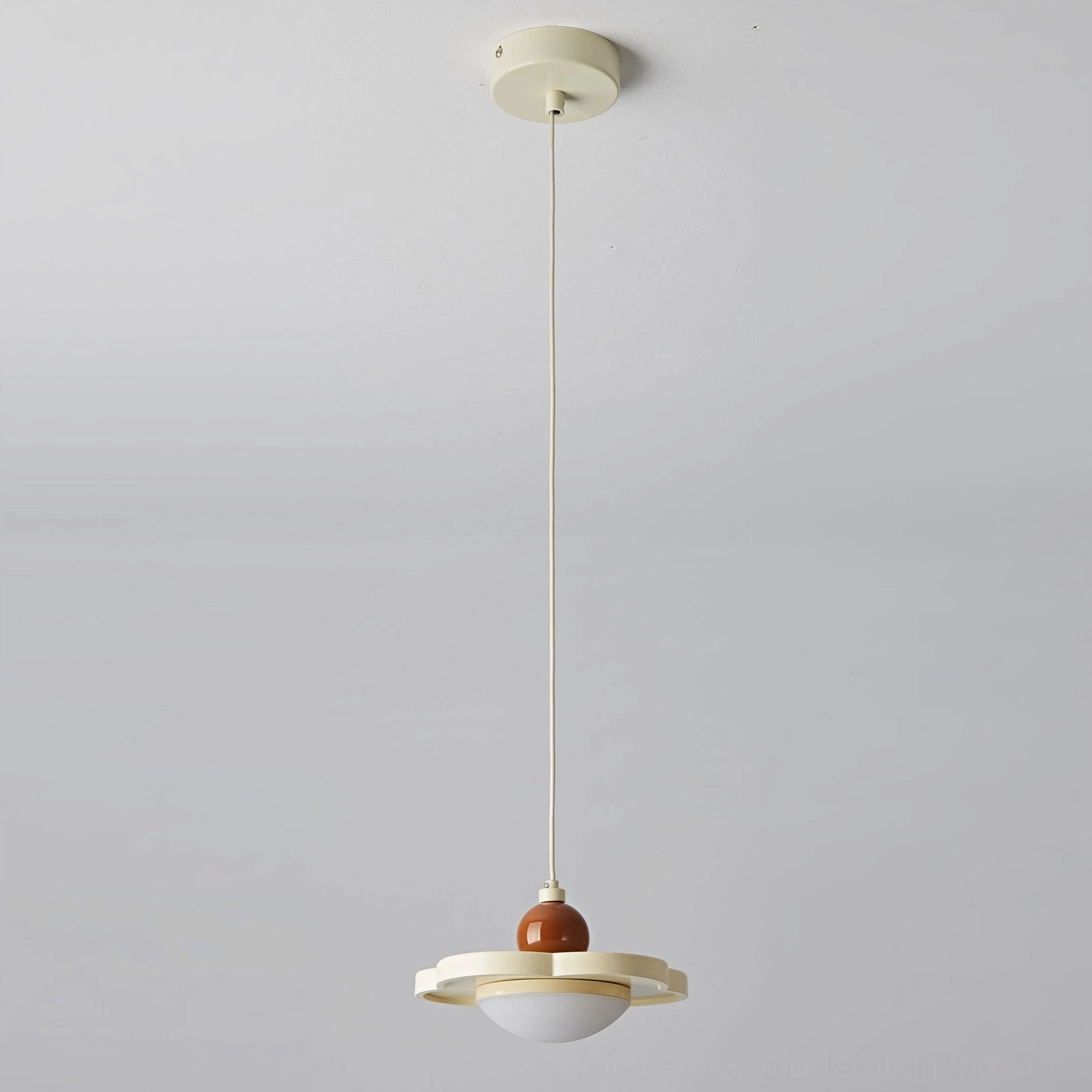 Laguna hanging pendant lamp front low angle view, sleek modern minimalist design