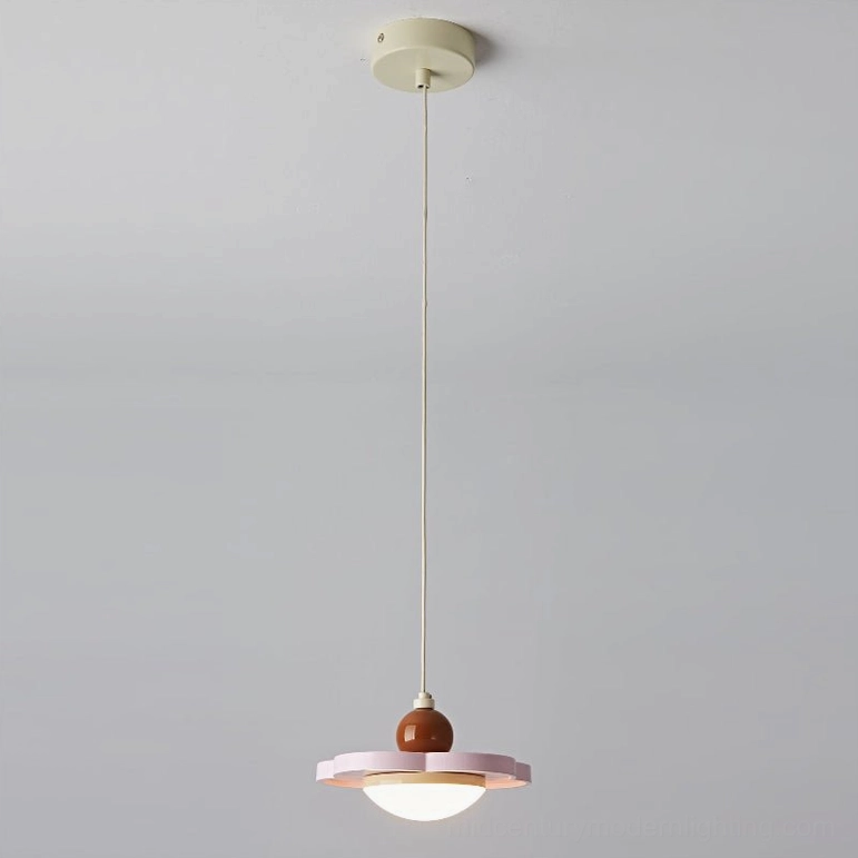 Laguna pendant light pink variant, close-up detail of trim and LED integration