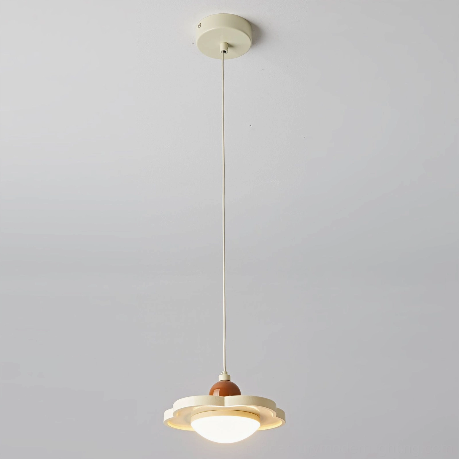 Laguna LED pendant ceiling lamp front view, warm light illumination, Scandinavian minimalist style