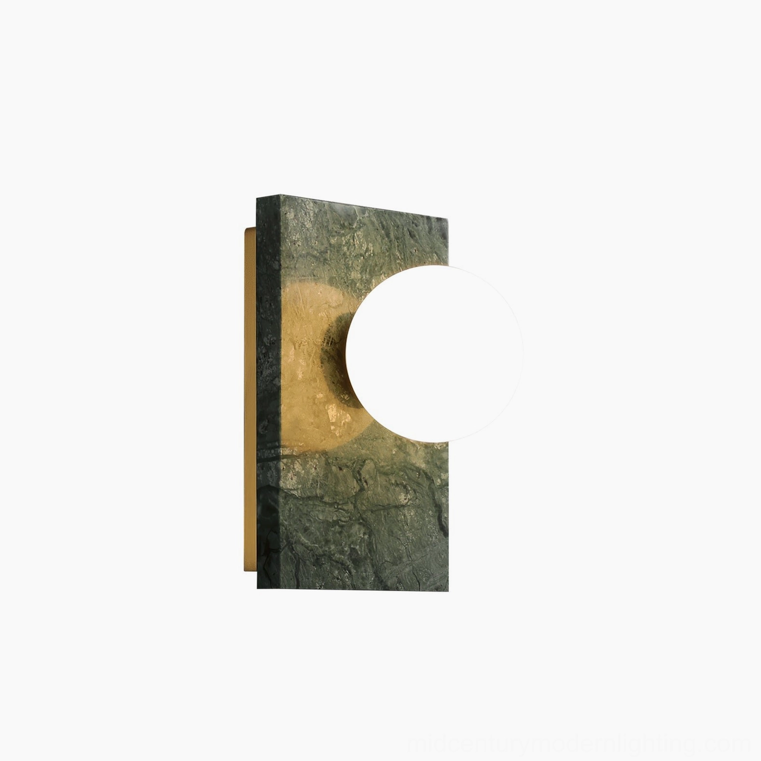 Hero shot of Lan mid-century modern wall sconce showcasing premium natural marble and brass construction quality