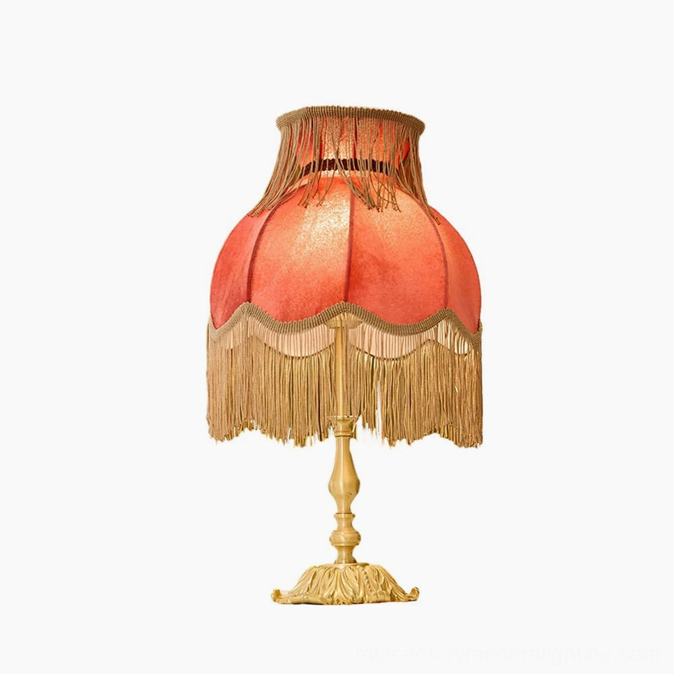 Lanna tassel table lamp Dia 24cm H 45cm red and brass finish all angles product view
