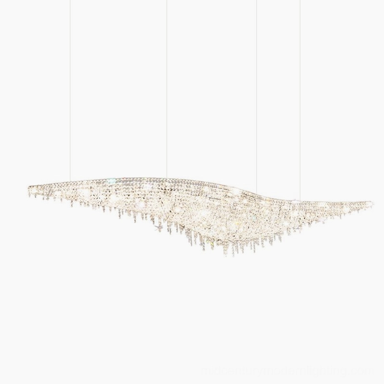 Large leaves crystal chandelier 59 inches chrome opaque crystal luxury lighting fixture for expansive dining spaces