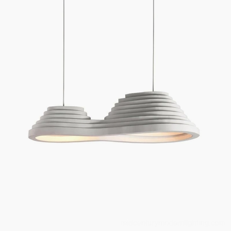 100cm diameter tiered pendant light suspended showing full sculptural form in modern space