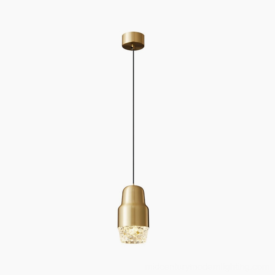 Lavinia pendant lamp in gold finish highlighting clean lines and mid-century modern design aesthetic