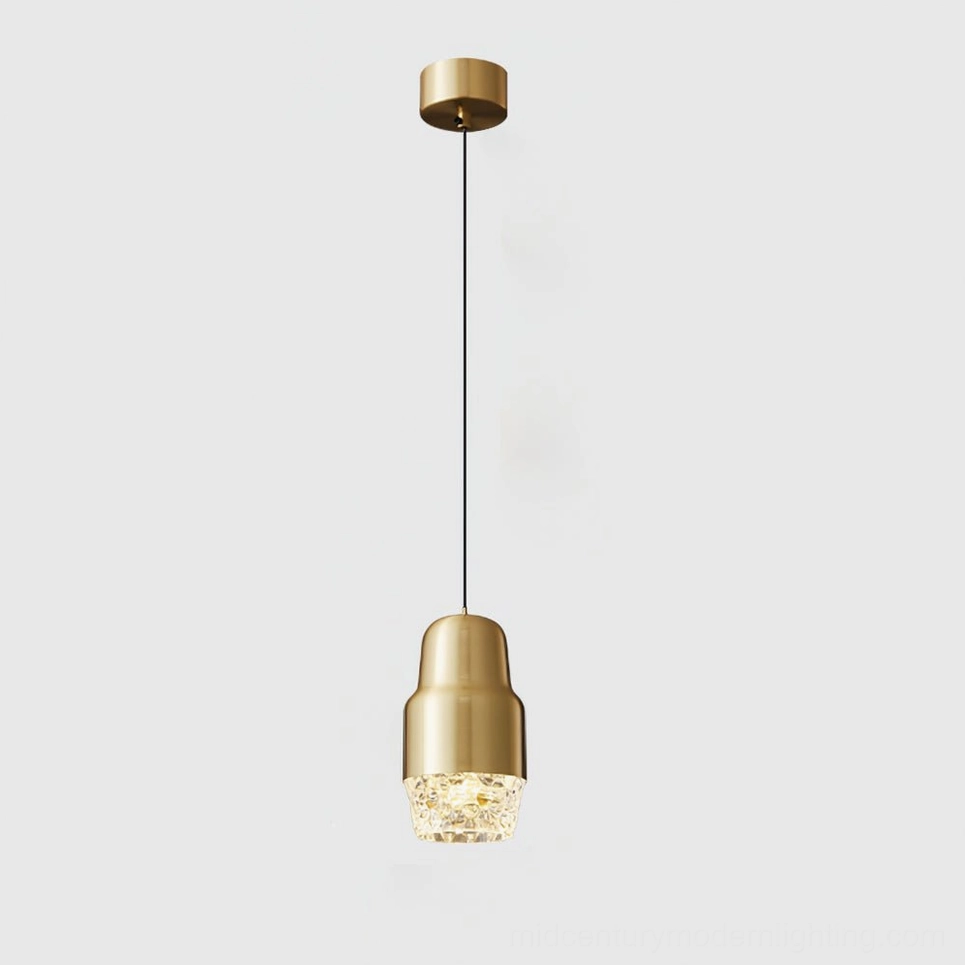 Gold brushed brass Lavinia LED mini pendant with three-color temperature control, compact ceiling fixture