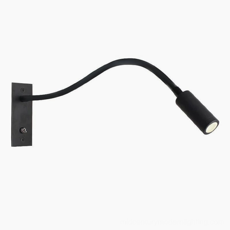 LED bedroom art deco wall sconce matte black finish, compact wall-mounted profile