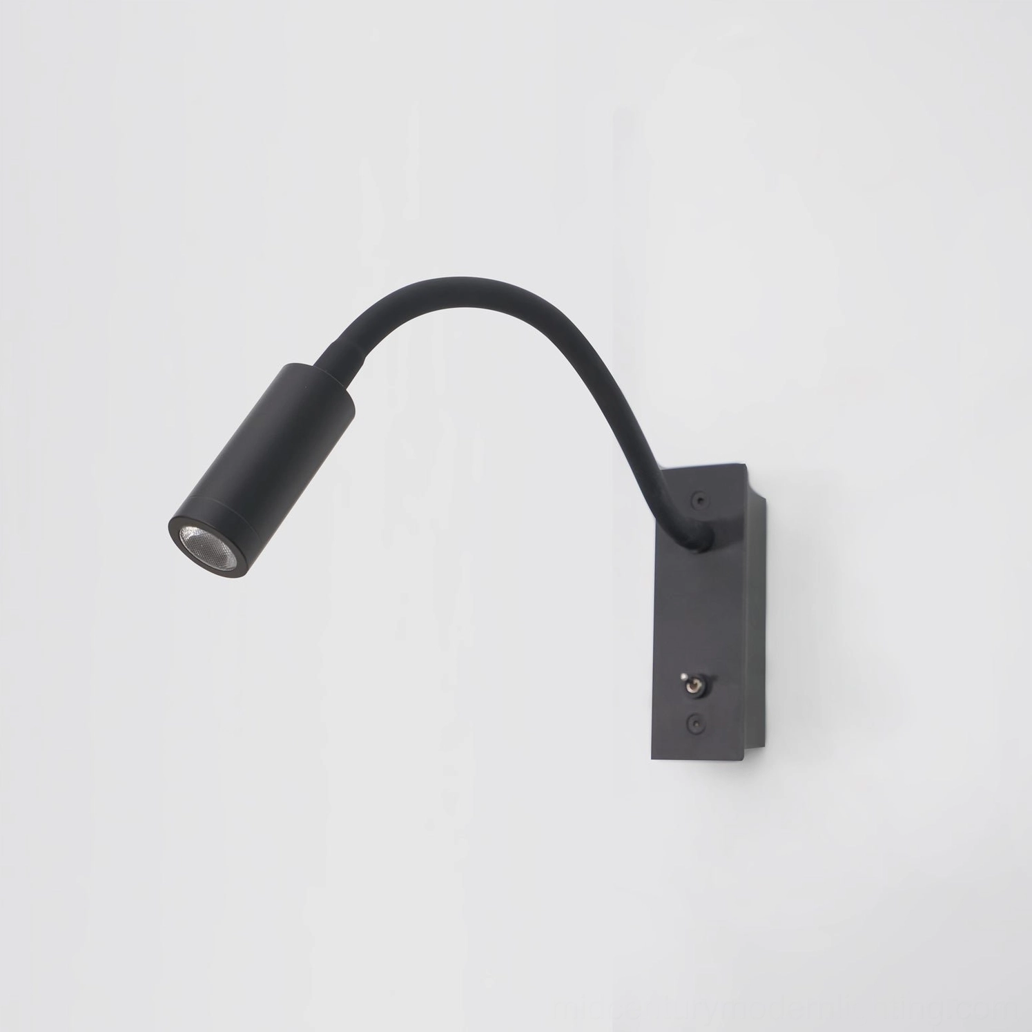 Contemporary LED bedroom wall sconce adjustable gooseneck, direct light focus angle detail