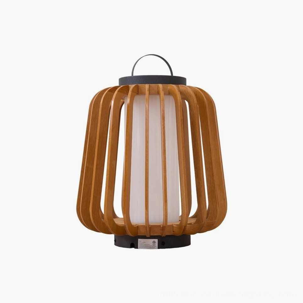 Legno outdoor table lamp teak wood finish Model B medium outdoor lighting