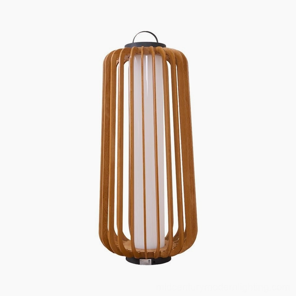 Legno outdoor table lamp teak wood finish Model C large statement lantern